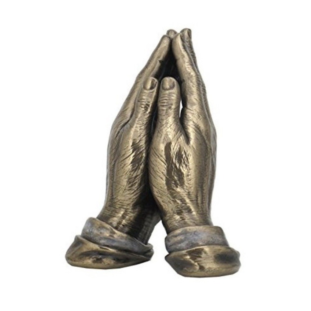 US 5.5 Inch Cold Cast Bronze Color Praying Hands Figurine Statue Male